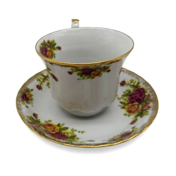 CROWN IMPERIAL Tea Cup And Saucer Floral Romania Vintage - Picture 2 of 10